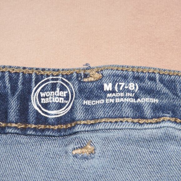 Wonder Nation Button Front Medium Wash Denim Girls Mini Skirt - Picture 5 of 7